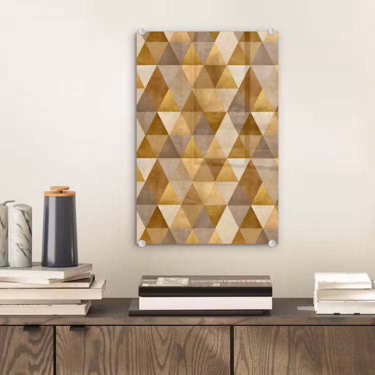 Glas schilderij - Geometrisch - Driehoek - Goud — 2