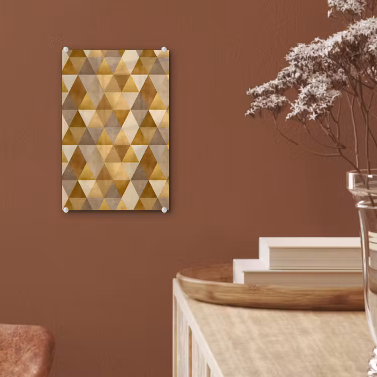 Glas schilderij - Geometrisch - Driehoek - Goud — 6