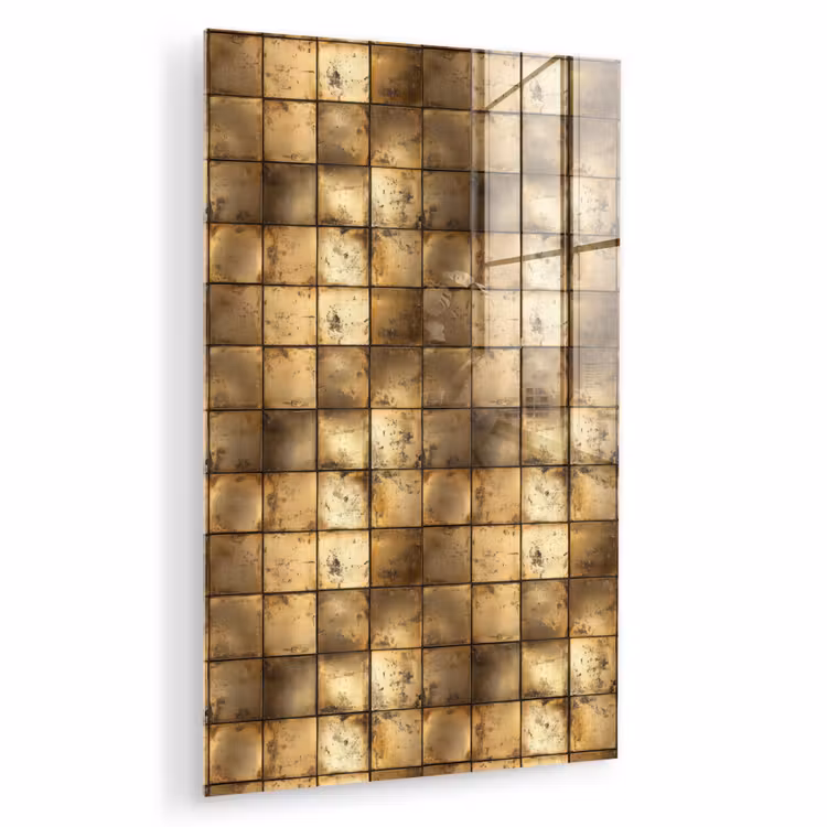 Glas schilderij - Geometrisch - Tegels - Goud — 1