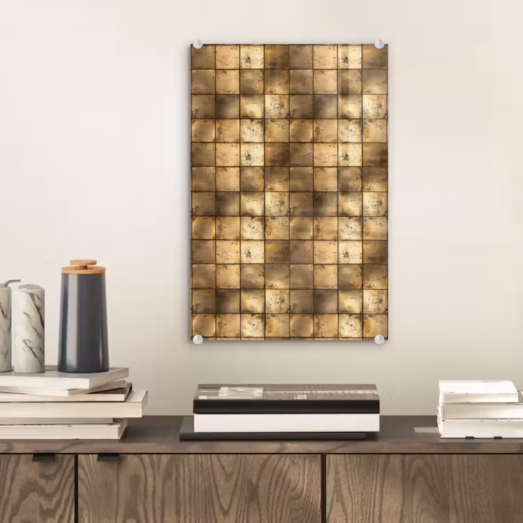 Glas schilderij - Geometrisch - Tegels - Goud — 2