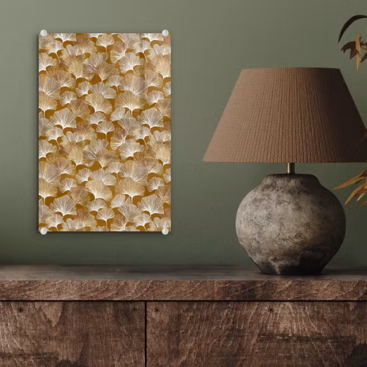 Glas schilderij - Ginkgo - Bladeren - Goud — 4