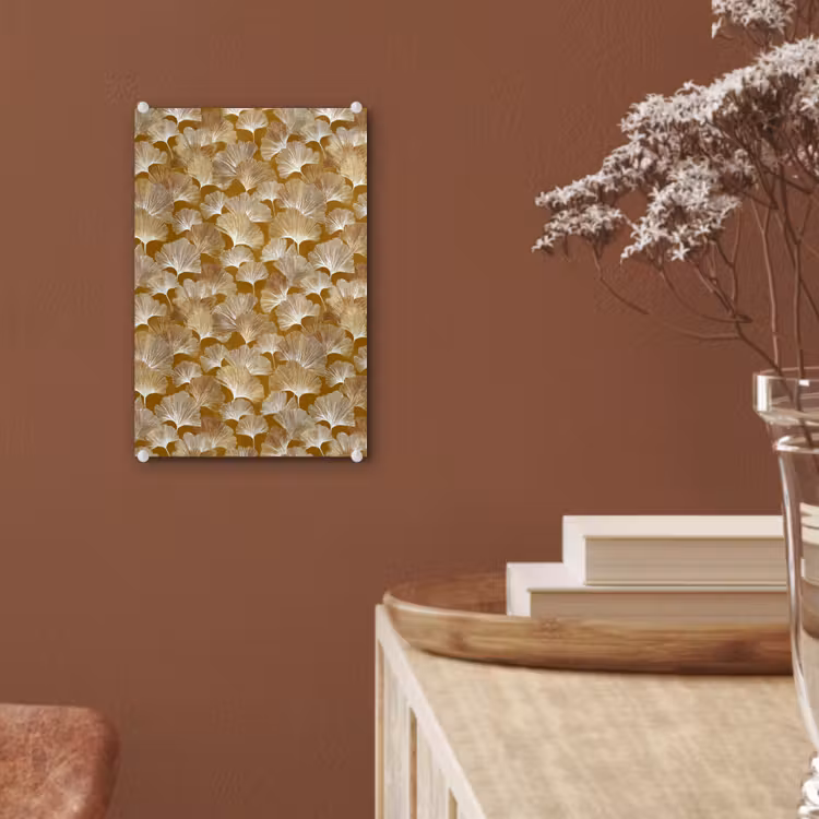 Glas schilderij - Ginkgo - Bladeren - Goud — 6
