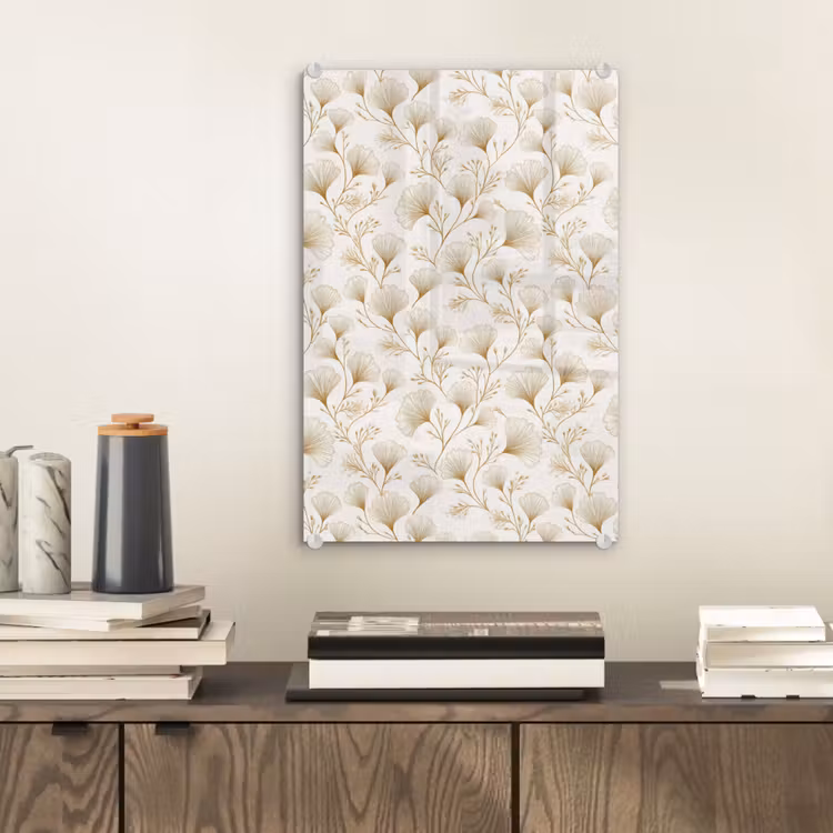 Glas schilderij - Ginkgo - Takken - Goud — 2