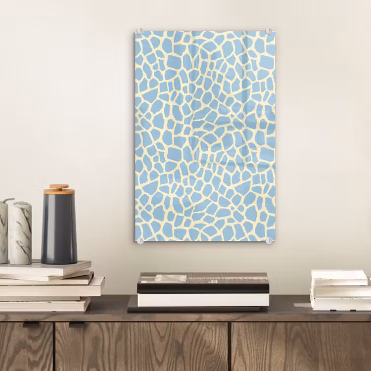 Glas schilderij - Giraf - Modern - Blauw — 2