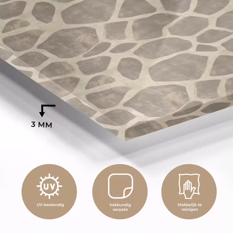 Glas schilderij - Giraf - Patroon - Beige - Bruin — 3