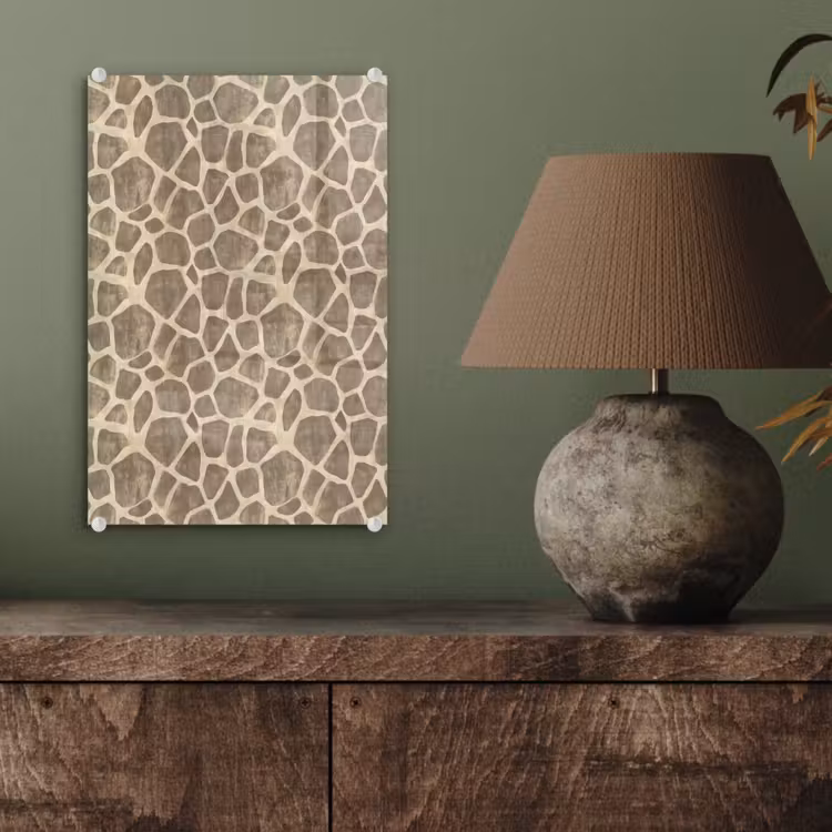Glas schilderij - Giraf - Patroon - Beige - Bruin — 4