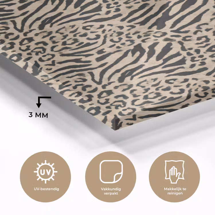 Glas schilderij - Giraf - Zebra - Motief - Bruin — 3