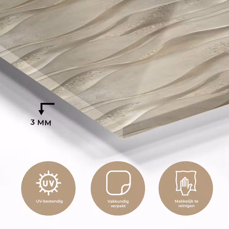 Glas schilderij - Golven - Patroon - Goud — 3