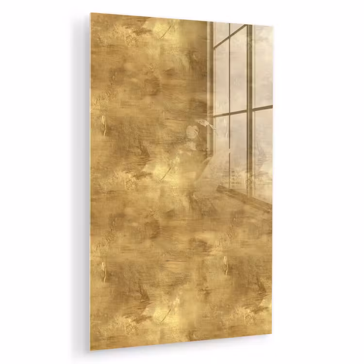 Glas schilderij - Industrieel - Textuur - Goud — 1
