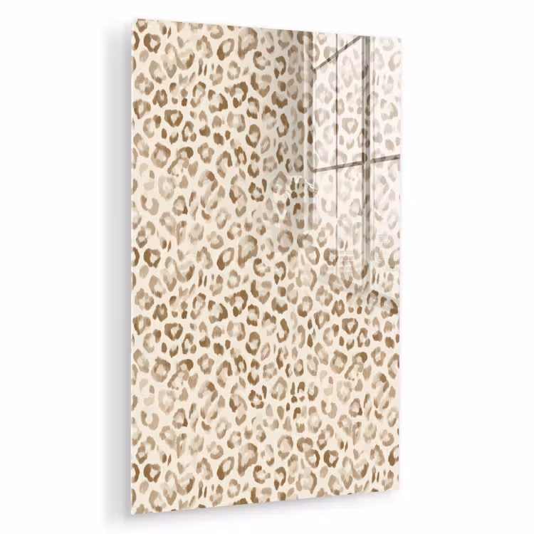 Glas schilderij - Luipaard - Klassiek - Beige — 1
