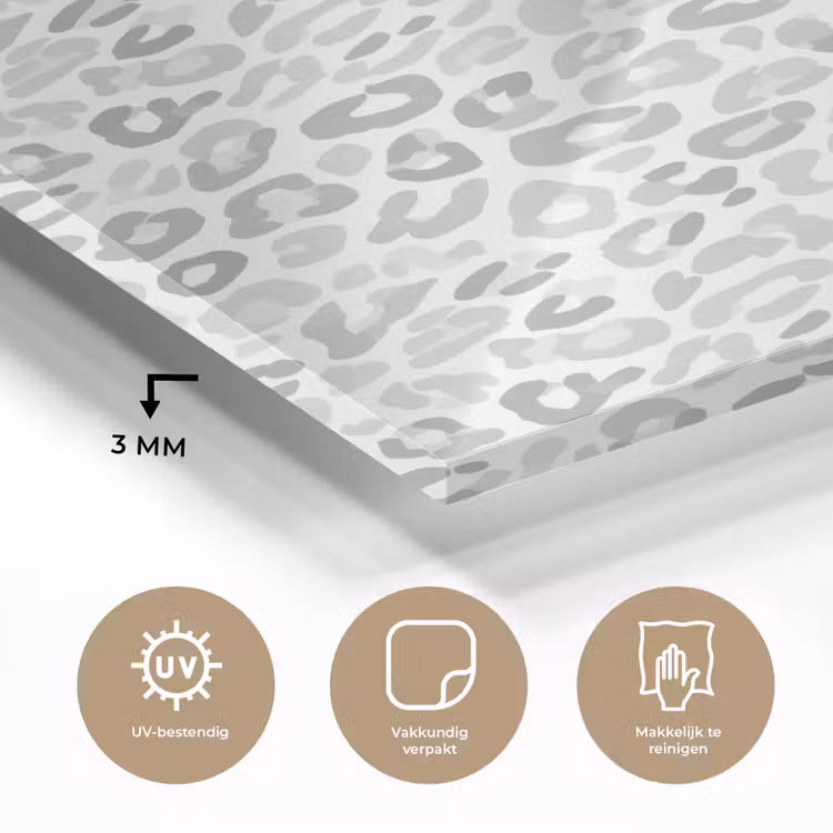 Glas schilderij - Luipaard - Motief - Grijs — 3