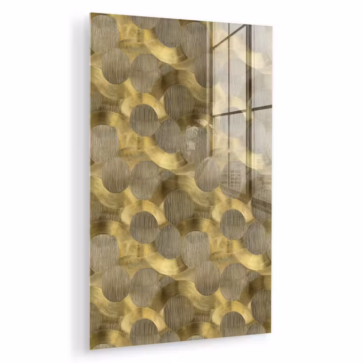 Glas schilderij - Modern - Geometrisch - Goud — 1