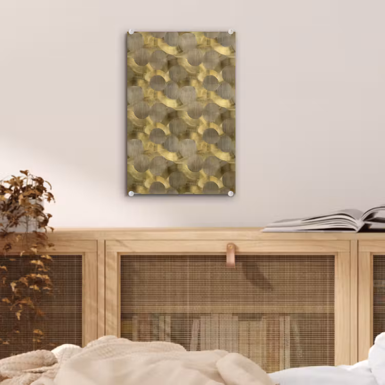 Glas schilderij - Modern - Geometrisch - Goud — 5