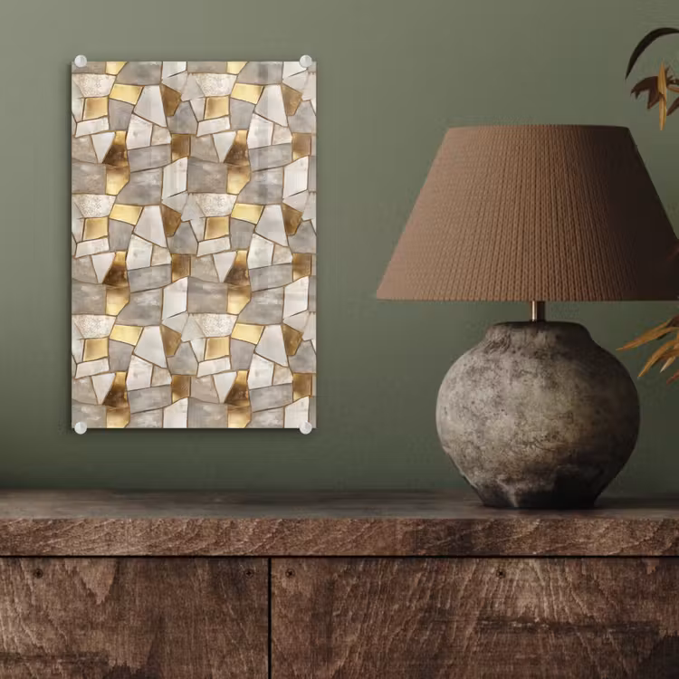 Glas schilderij - Mozaïek - Marmer - Goud — 4
