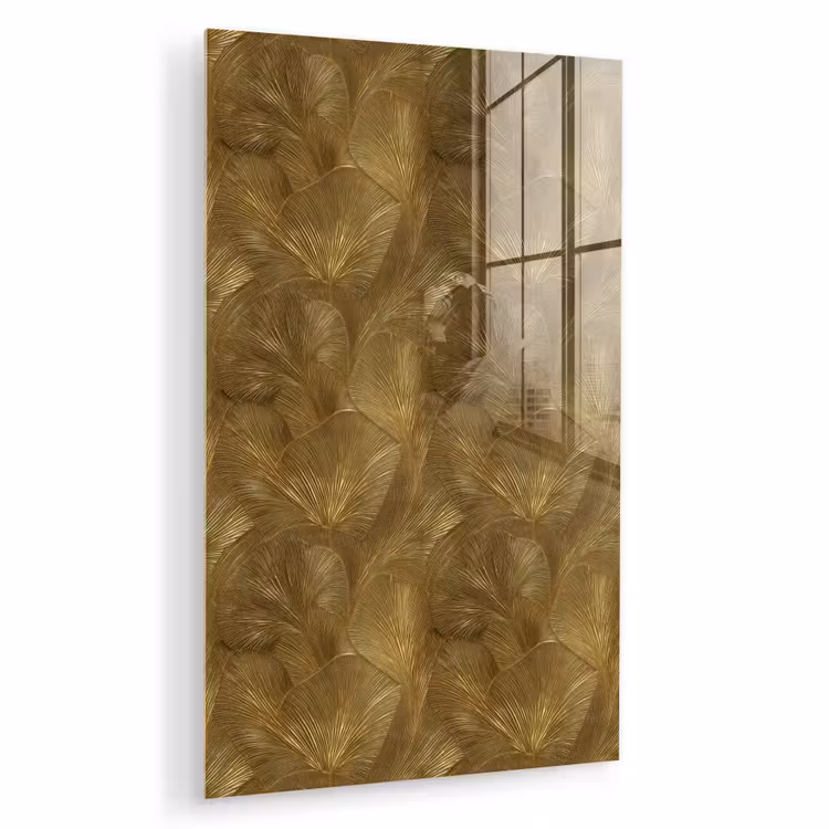 Glas schilderij - Organisch - Lijnen - Goud — 1