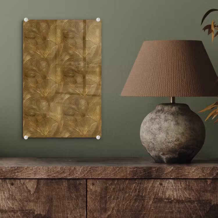 Glas schilderij - Organisch - Lijnen - Goud — 4