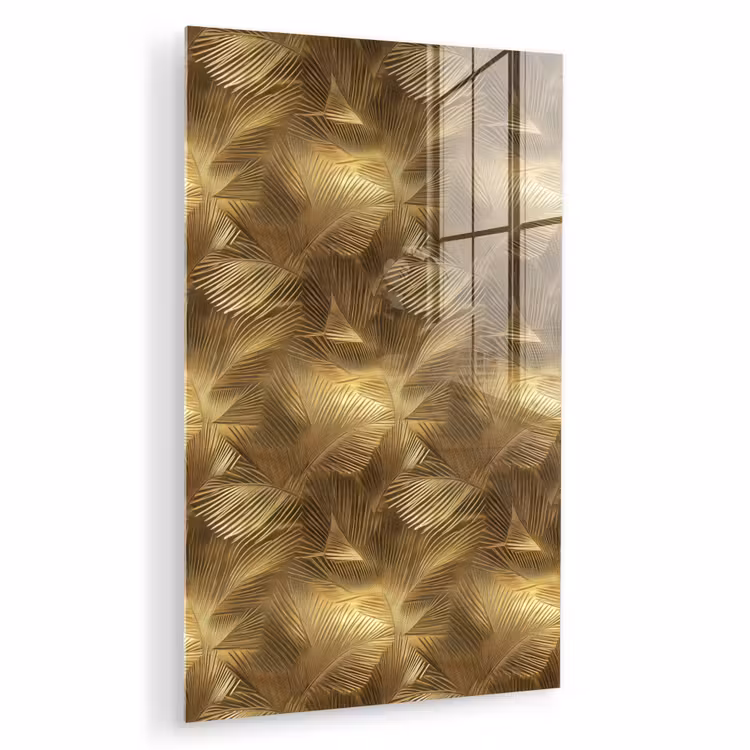 Glas schilderij - Palm - Waaier - Goud — 1