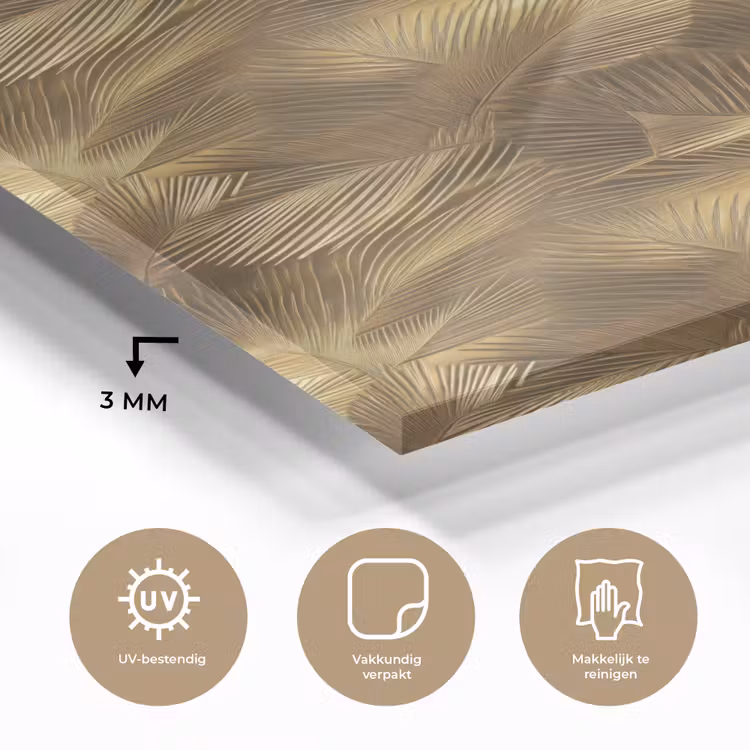 Glas schilderij - Palm - Waaier - Goud — 3