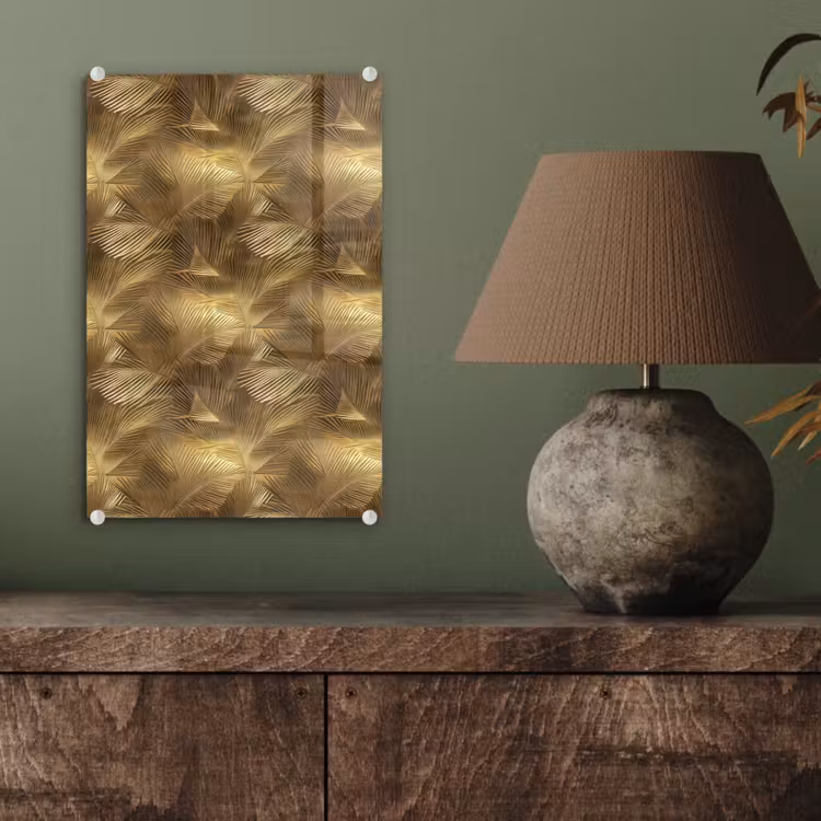 Glas schilderij - Palm - Waaier - Goud — 4