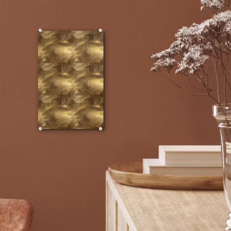 Glas schilderij - Palm - Waaier - Goud — 6
