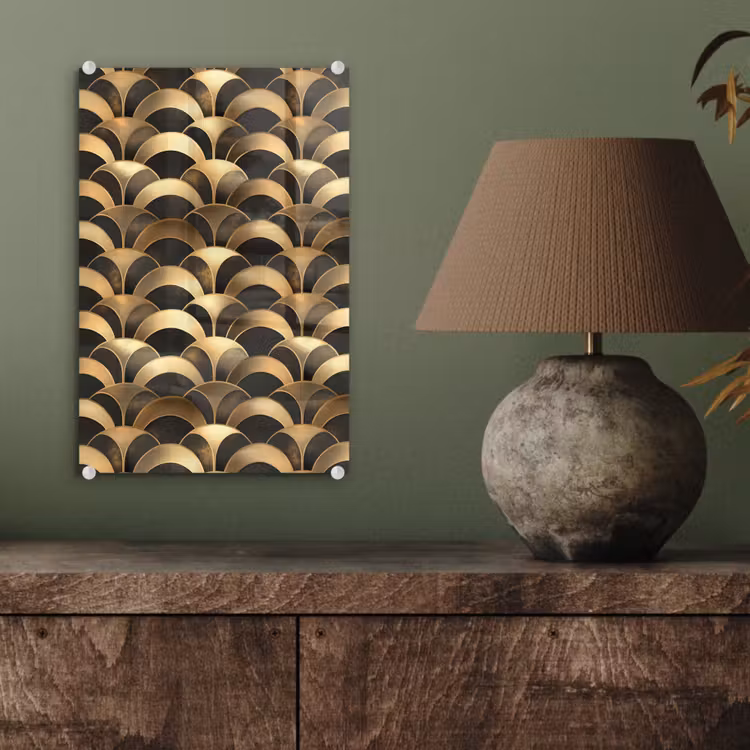 Glas schilderij - Schubben - Structuur - Goud — 4