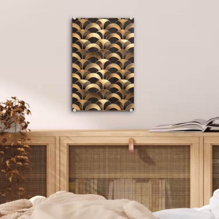Glas schilderij - Schubben - Structuur - Goud — 5