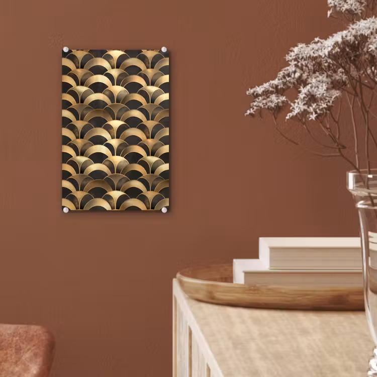 Glas schilderij - Schubben - Structuur - Goud — 6