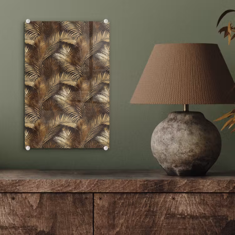 Glas schilderij - Tropisch - Bladeren - Goud — 4