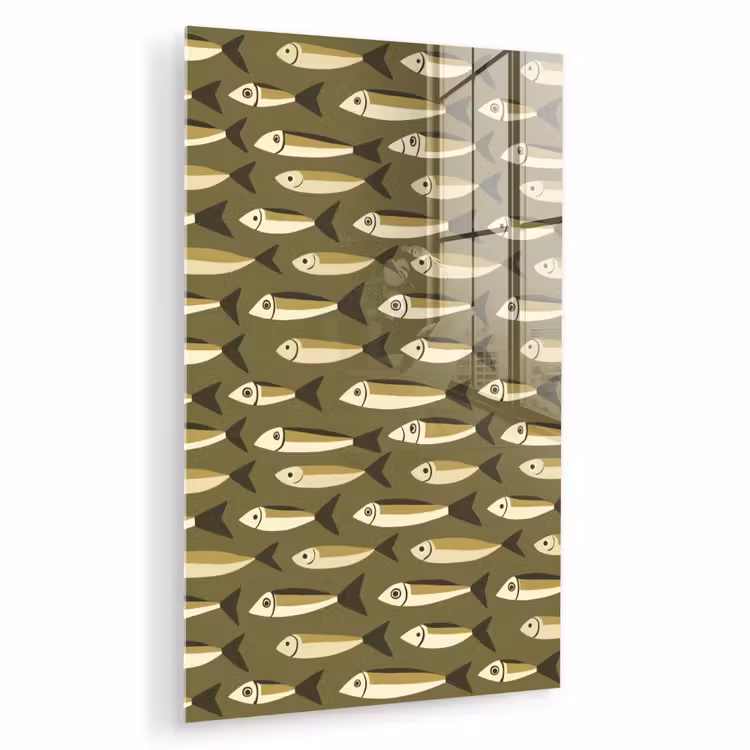Glas schilderij - Vis - Patroon - Groen — 1