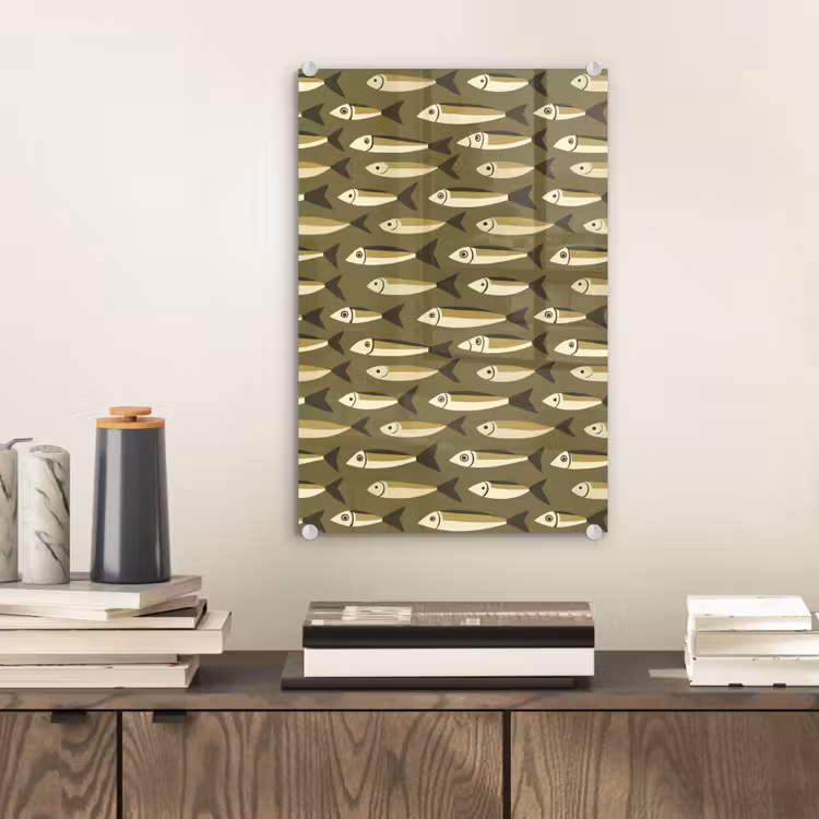 Glas schilderij - Vis - Patroon - Groen — 2