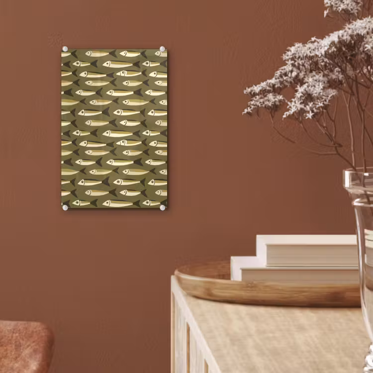 Glas schilderij - Vis - Patroon - Groen — 6