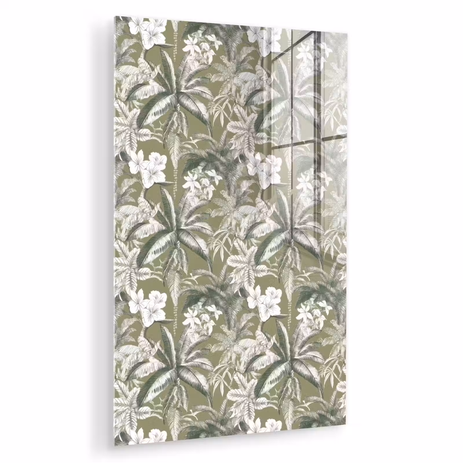 Glas schilderij - Botanisch - Bloemen - Groen — 1