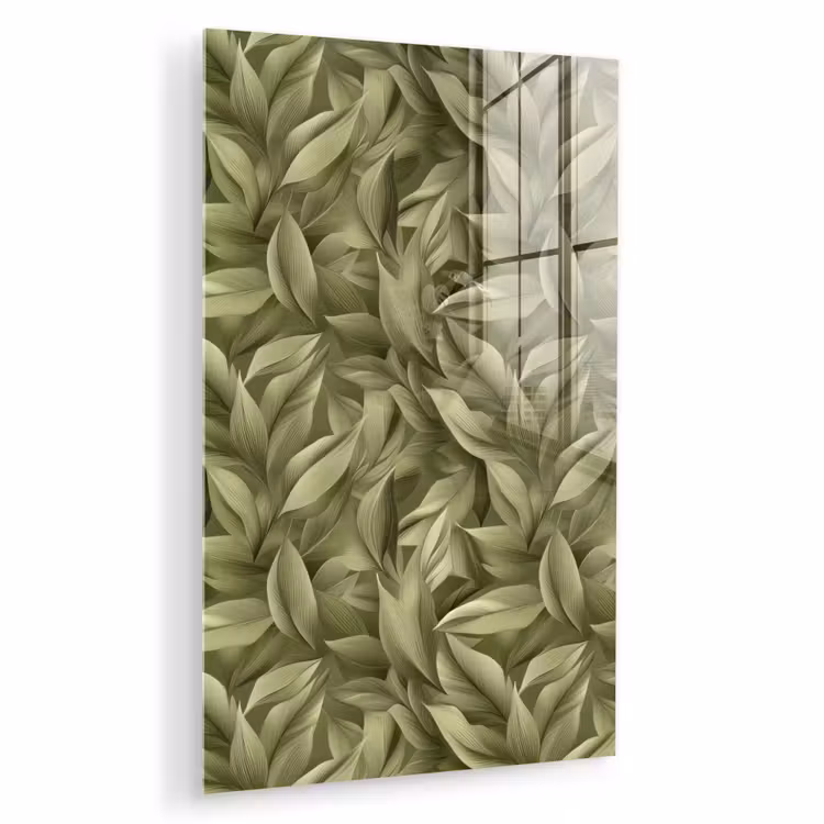 Glas schilderij - Bladeren - Modern - Groen — 1