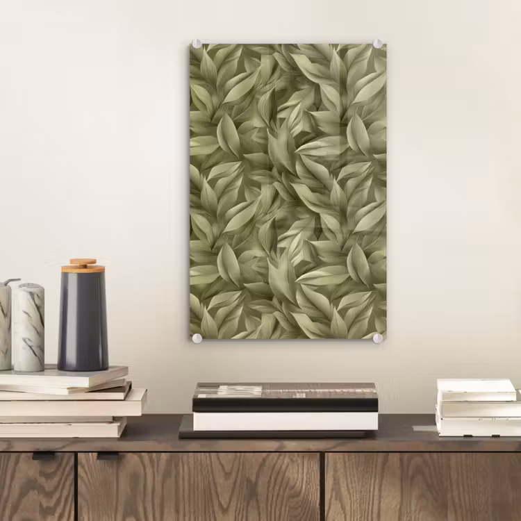 Glas schilderij - Bladeren - Modern - Groen — 2