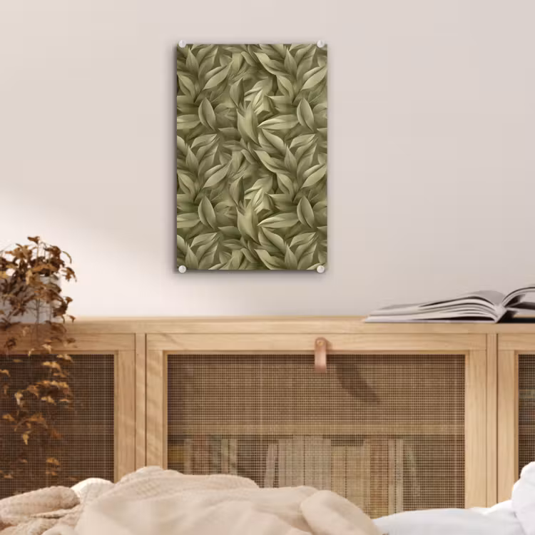 Glas schilderij - Bladeren - Modern - Groen — 5