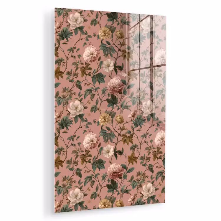 Glas schilderij - Bloemen - Klassiek - Roze — 1