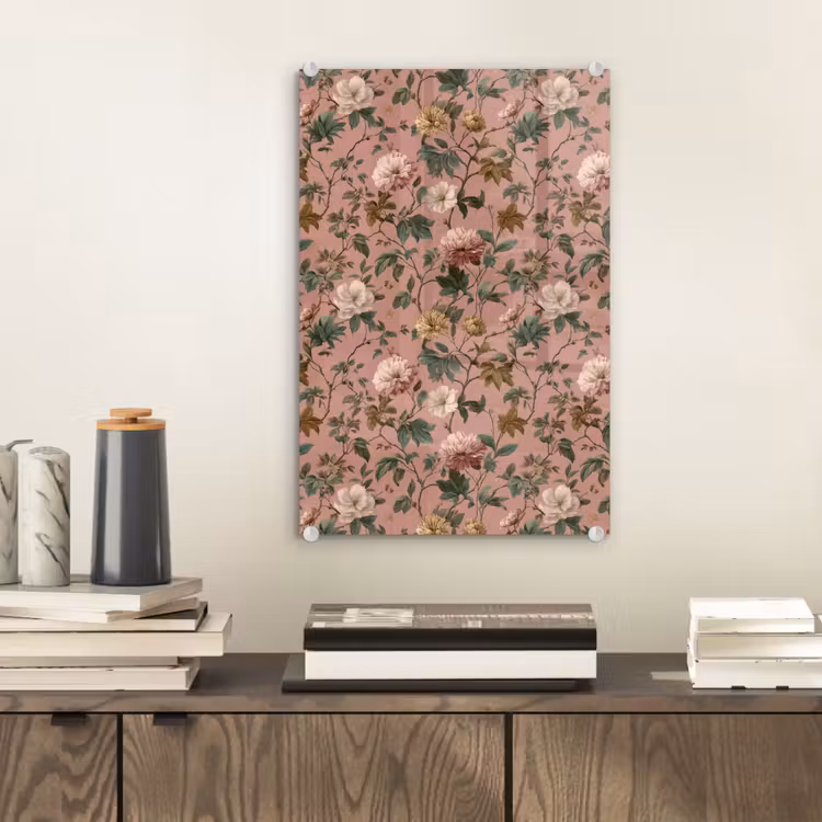 Glas schilderij - Bloemen - Klassiek - Roze — 2