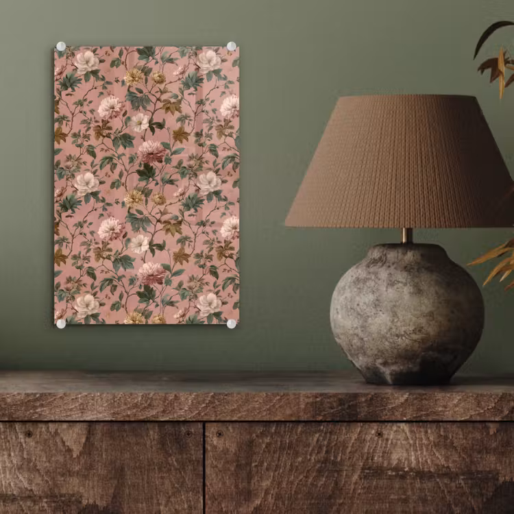 Glas schilderij - Bloemen - Klassiek - Roze — 4