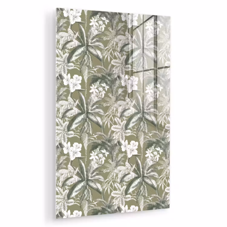 Glas schilderij - Botanisch - Bloemen - Groen — 1