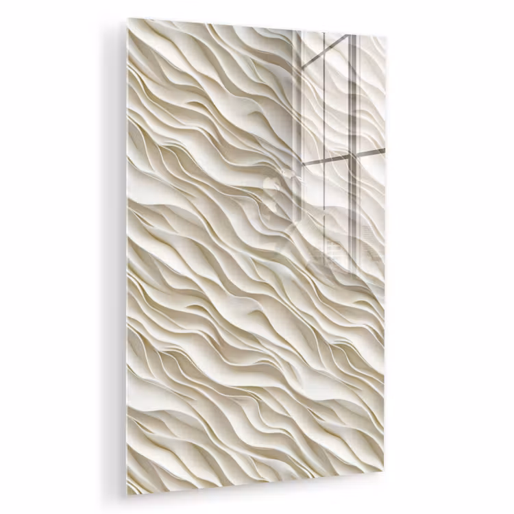 Glas schilderij - Golven - Wit - Minimalistisch — 1