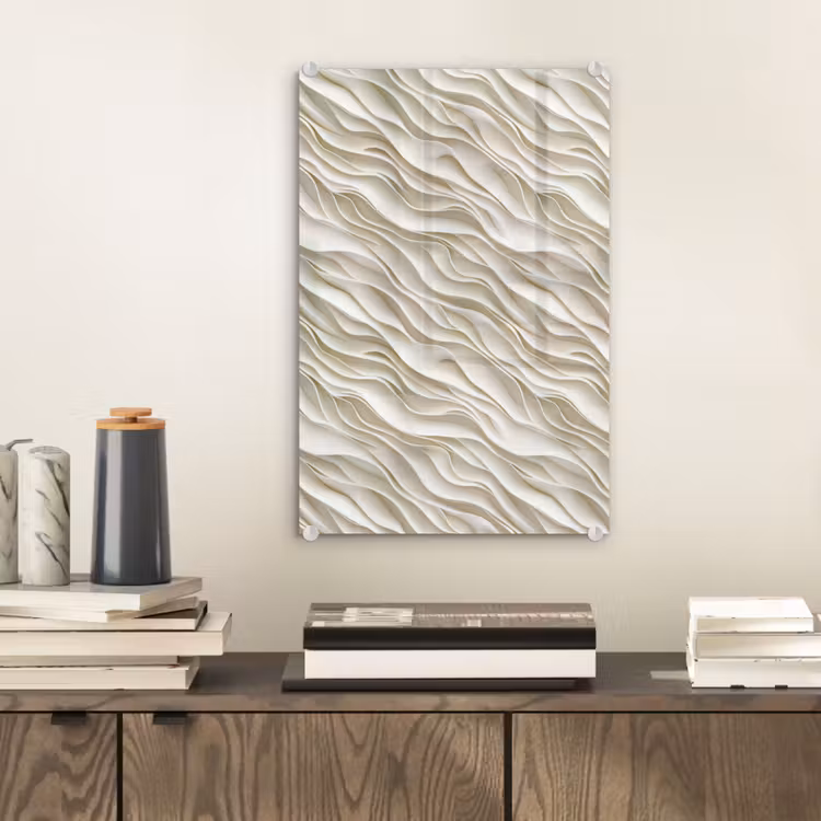 Glas schilderij - Golven - Wit - Minimalistisch — 2