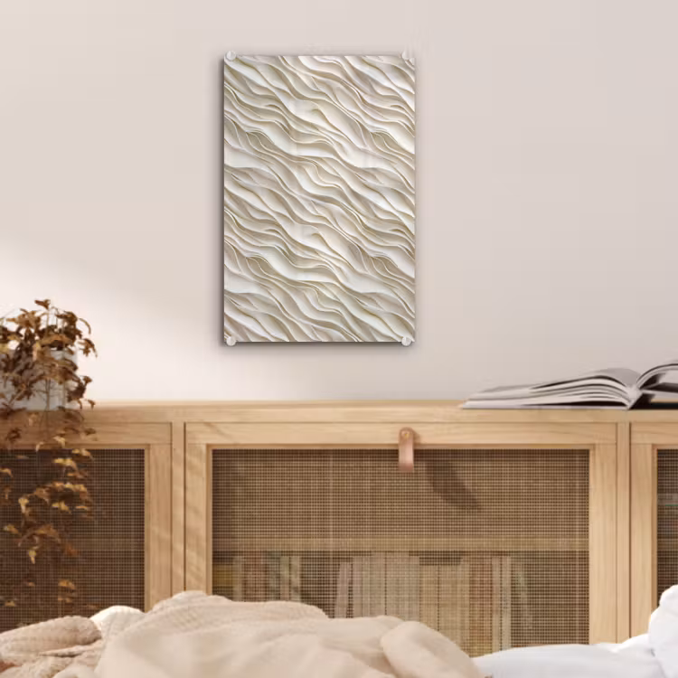 Glas schilderij - Golven - Wit - Minimalistisch — 5