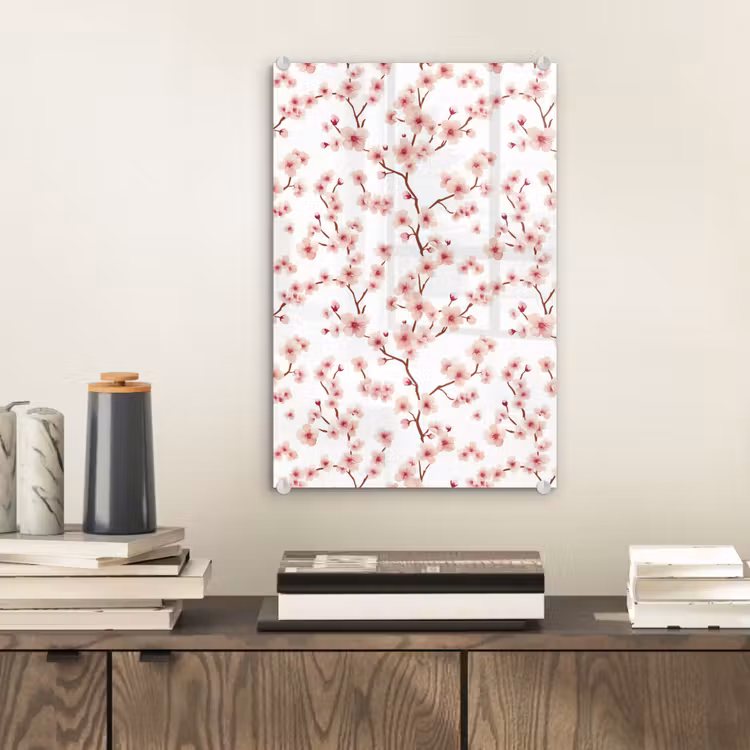 Glas schilderij - Kersenbloesem - Takken - Roze — 2