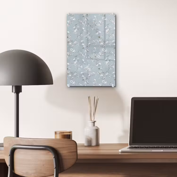 Glas schilderij - Klassiek - Bloemen - Blauw — 7