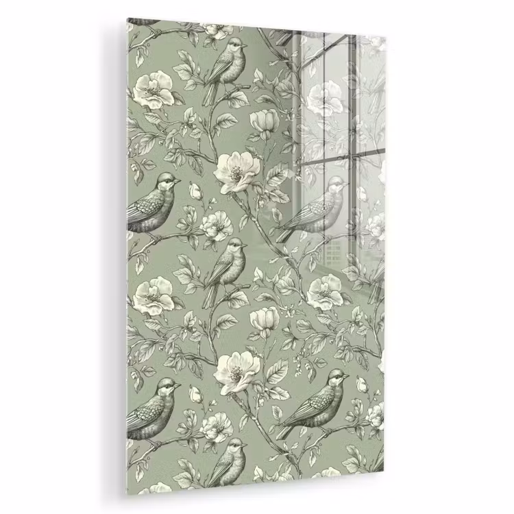Glas schilderij - Klassiek - Botanisch - Groen — 1