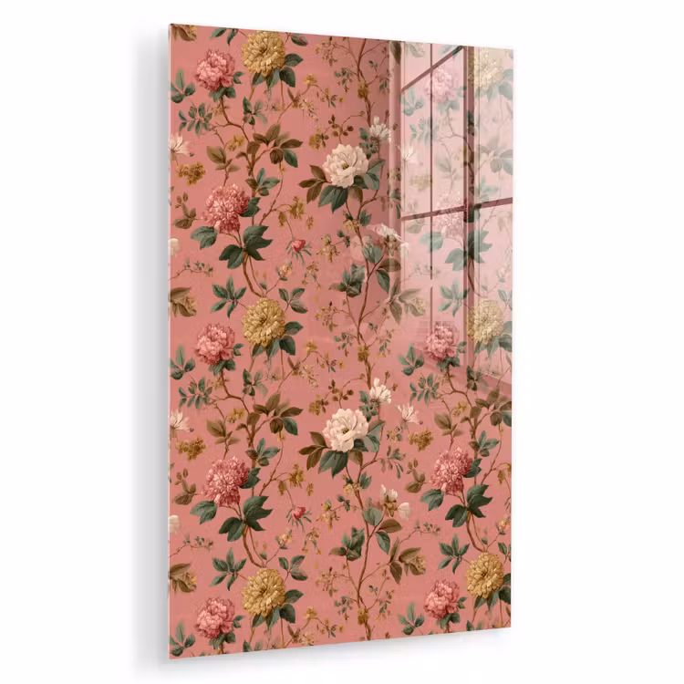 Glas schilderij - Klassiek - Botanisch - Roze — 1