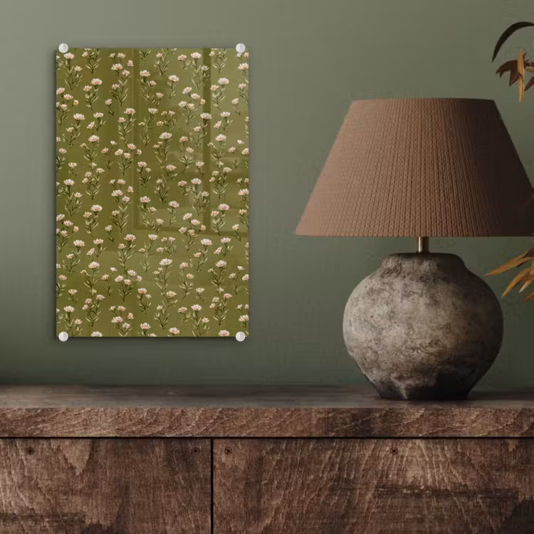 Glas schilderij - Landelijk - Bloemen - Groen — 4