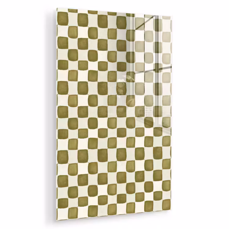 Glas schilderij - Schaak - Patroon - Groen — 1