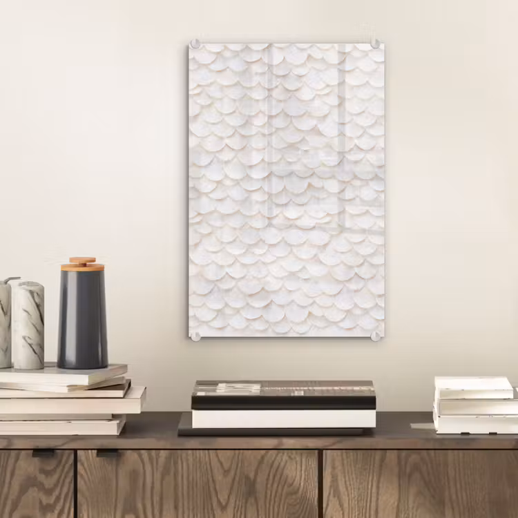 Glas schilderij - Schubben - Wit - Elegant — 2