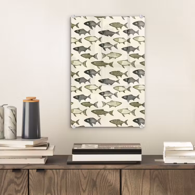 Glas schilderij - Vissen - Klassiek - Groen — 2